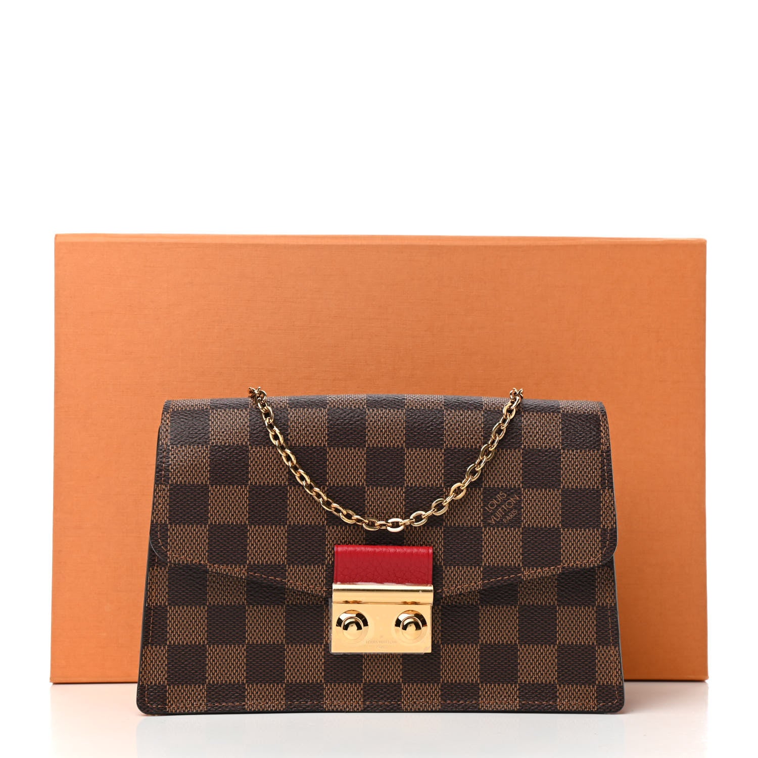 Louis Vuitton Damier Ebene Croisette Chain Wallet Scarlet 9 of 9