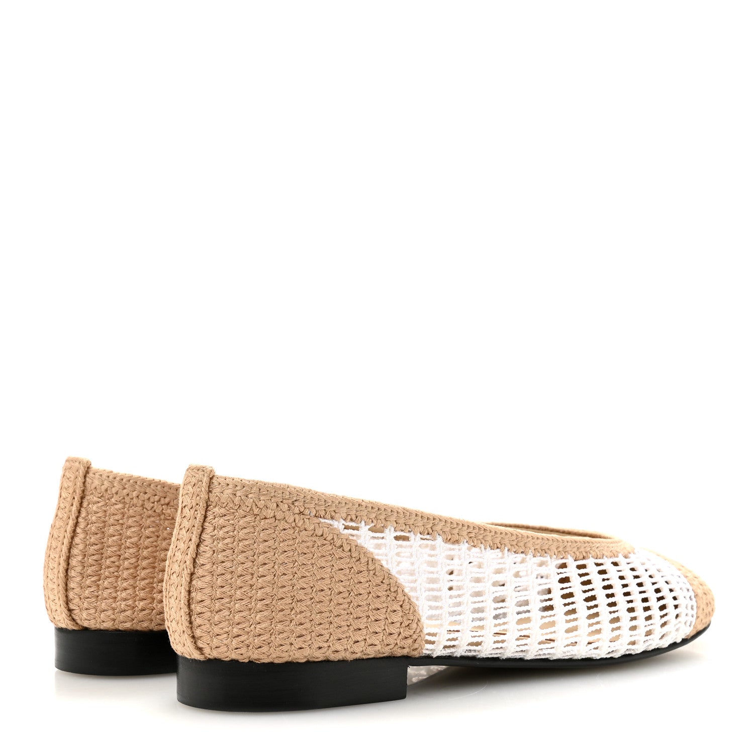Chanel Raffia Cap Toe Ballerina Flats 38 White Beige 5 of 10