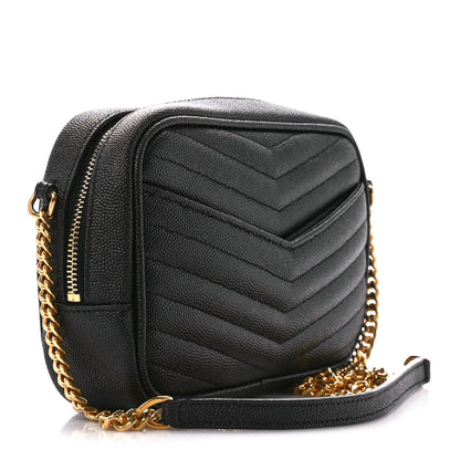 Saint Laurent Grain De Poudre Matelasse Monogram Mini Lou Camera Bag Black 3 of 11