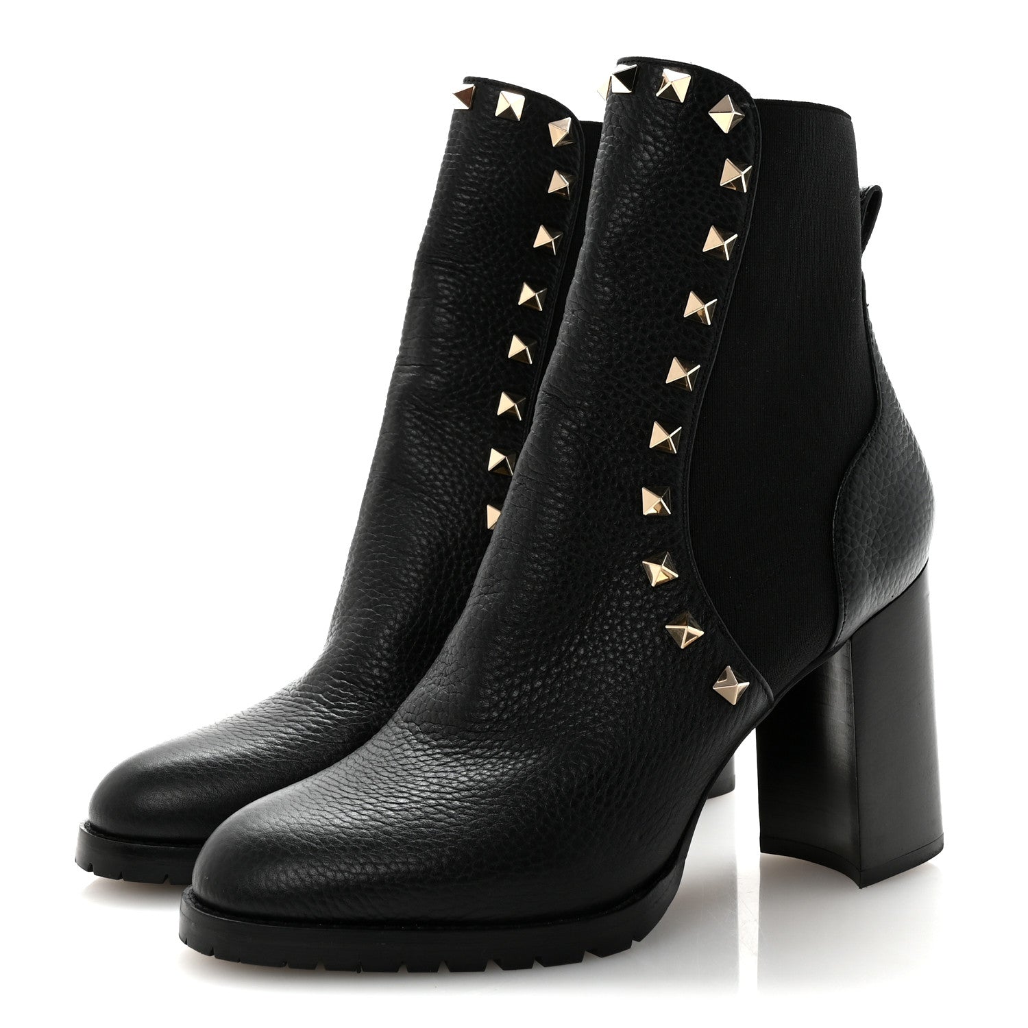 Valentino Garavani Grained Calfskin Rockstud Chelsea 80mm Ankle Boots 37 Black 4 of 9