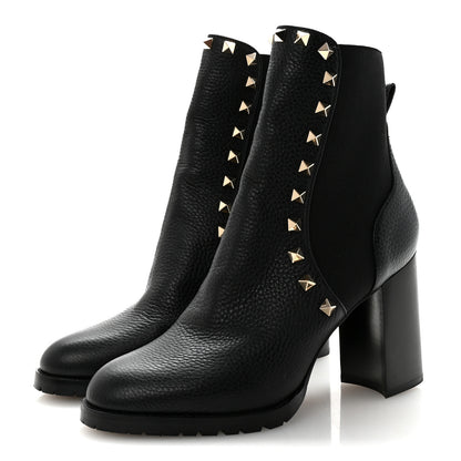 Valentino Garavani Grained Calfskin Rockstud Chelsea 80mm Ankle Boots 37 Black 4 of 9