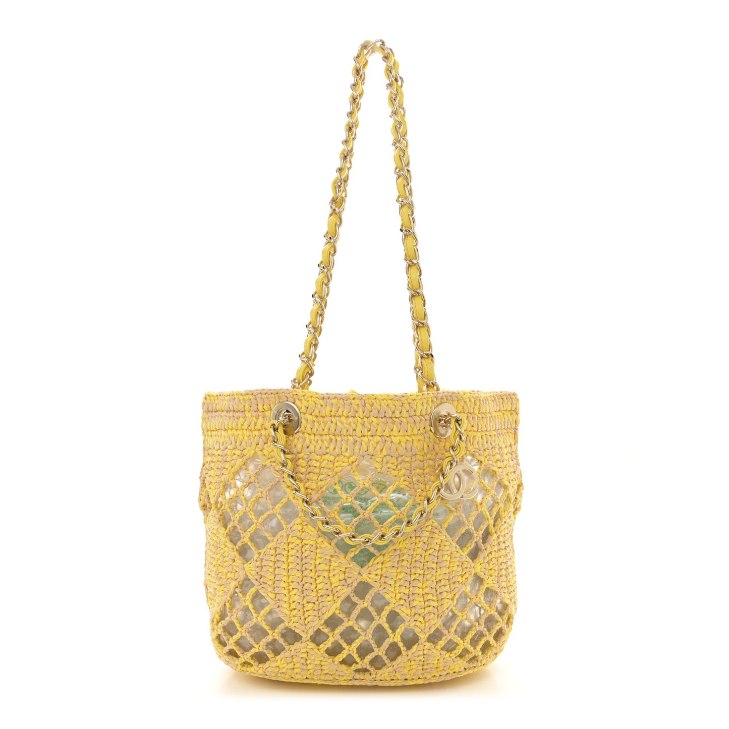 Straw Raffia Tote Beige Yellow