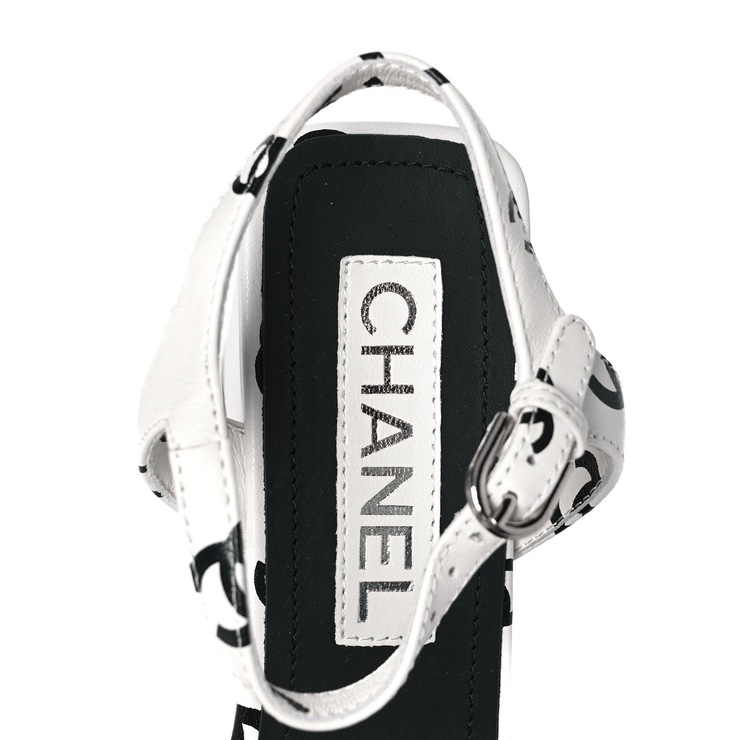 Lambskin Printed Coco Beach Sandals 37 White Black