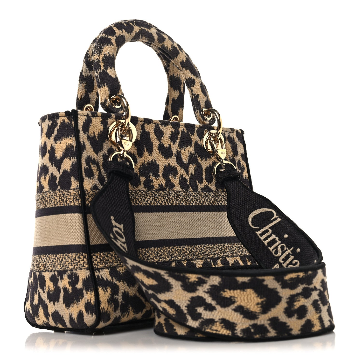 Christian Dior Canvas Medium Mizza Embroidered Lady D-Lite Beige Multicolor 3 of 9