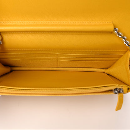 Chanel Caviar Chevron Quilted Wallet On Chain WOC Yellow 5 of 9