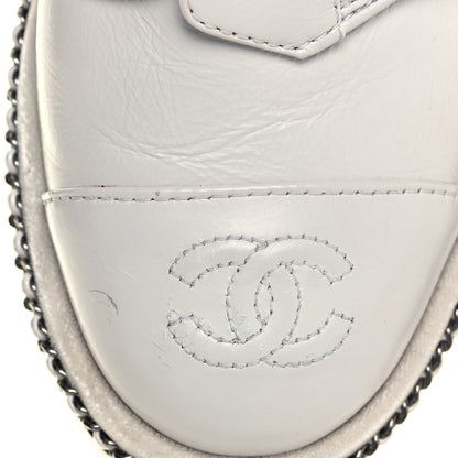Chanel Crackled Calfskin Pearl Chain CC Combat Short Boots 36.5 White 7 of 9