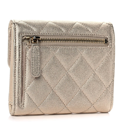 Chanel Metallic Lambskin Quilted Compact Flap Wallet Gold 3 of 12
