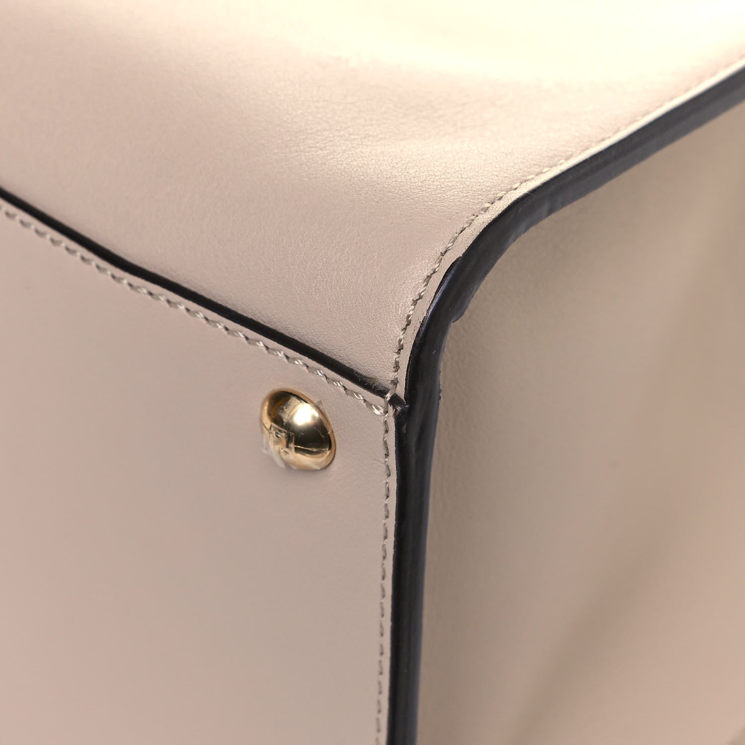 Fendi Vitello Seta Glazed Fabric FF 1974 Medium Peekaboo X-Lite Nuvola Mogano Panna 18 of 19