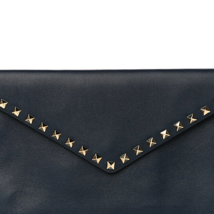 Valentino Garavani Vitello Large Rockstud Envelope Clutch Navy 15 of 15