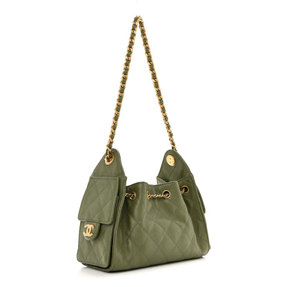 Chanel Caviar Quilted Mini Chanel 25 Handbag Green 3 of 10