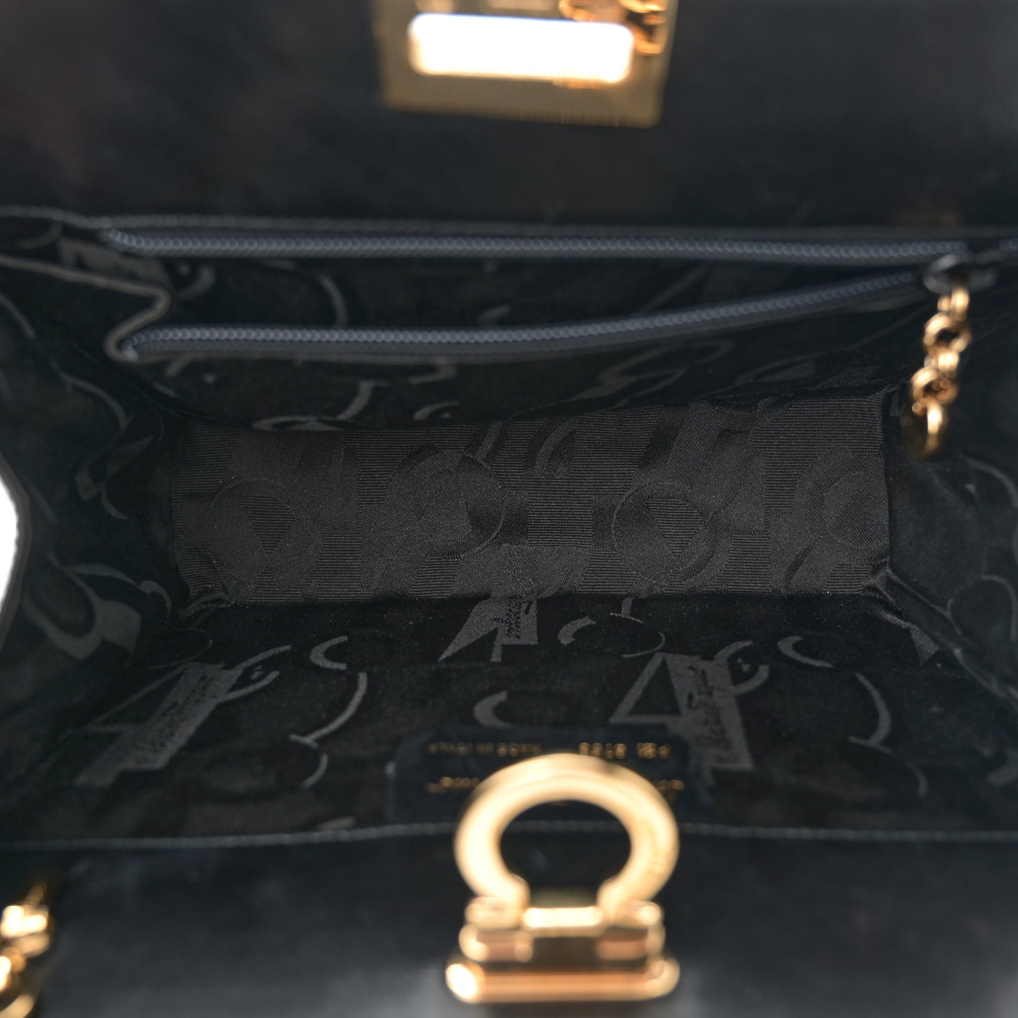 Brushed Calfskin Gancini Trifolio Chain Bag Black