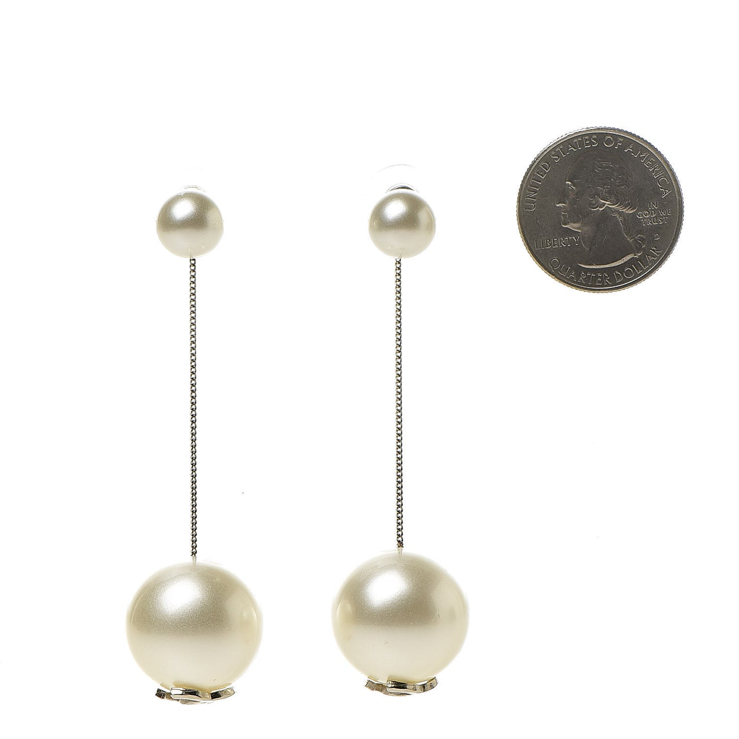 Pearl CC Drop Earrings Gold