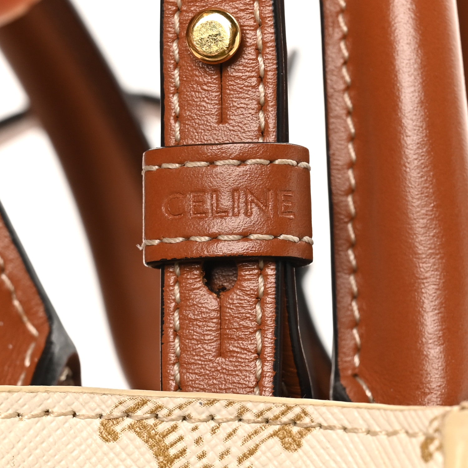 Celine Triomphe Canvas Calfskin Mini Vertical Cabas White 6 of 9