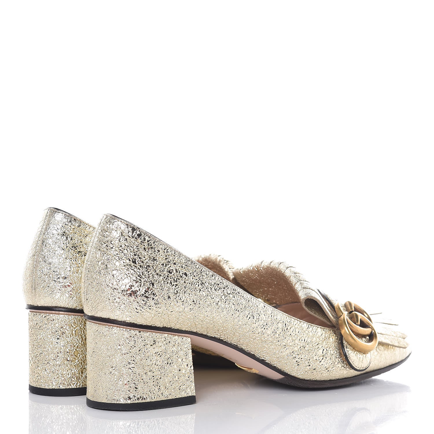 Gucci Galassia GG Marmont Fringe 50mm Loafer Pumps 38.5 Platino 4 of 15