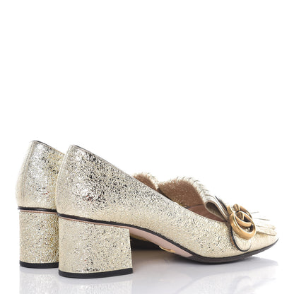 Gucci Galassia GG Marmont Fringe 50mm Loafer Pumps 38.5 Platino 4 of 15