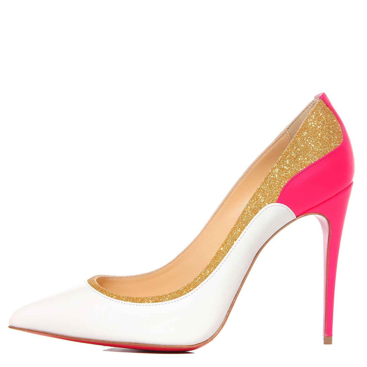 Jazz Calf Glittered Tucsick 100 Pumps 38.5 Fluo White Gold