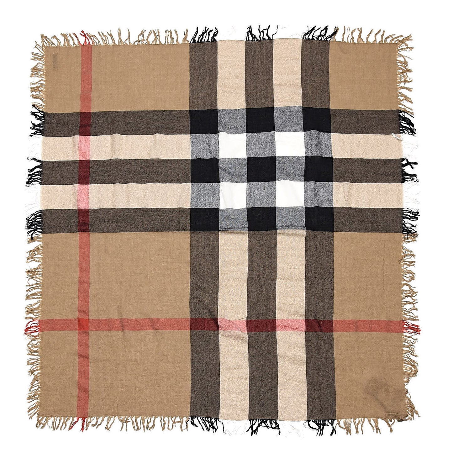 Merino Wool House Check Scarf Brown