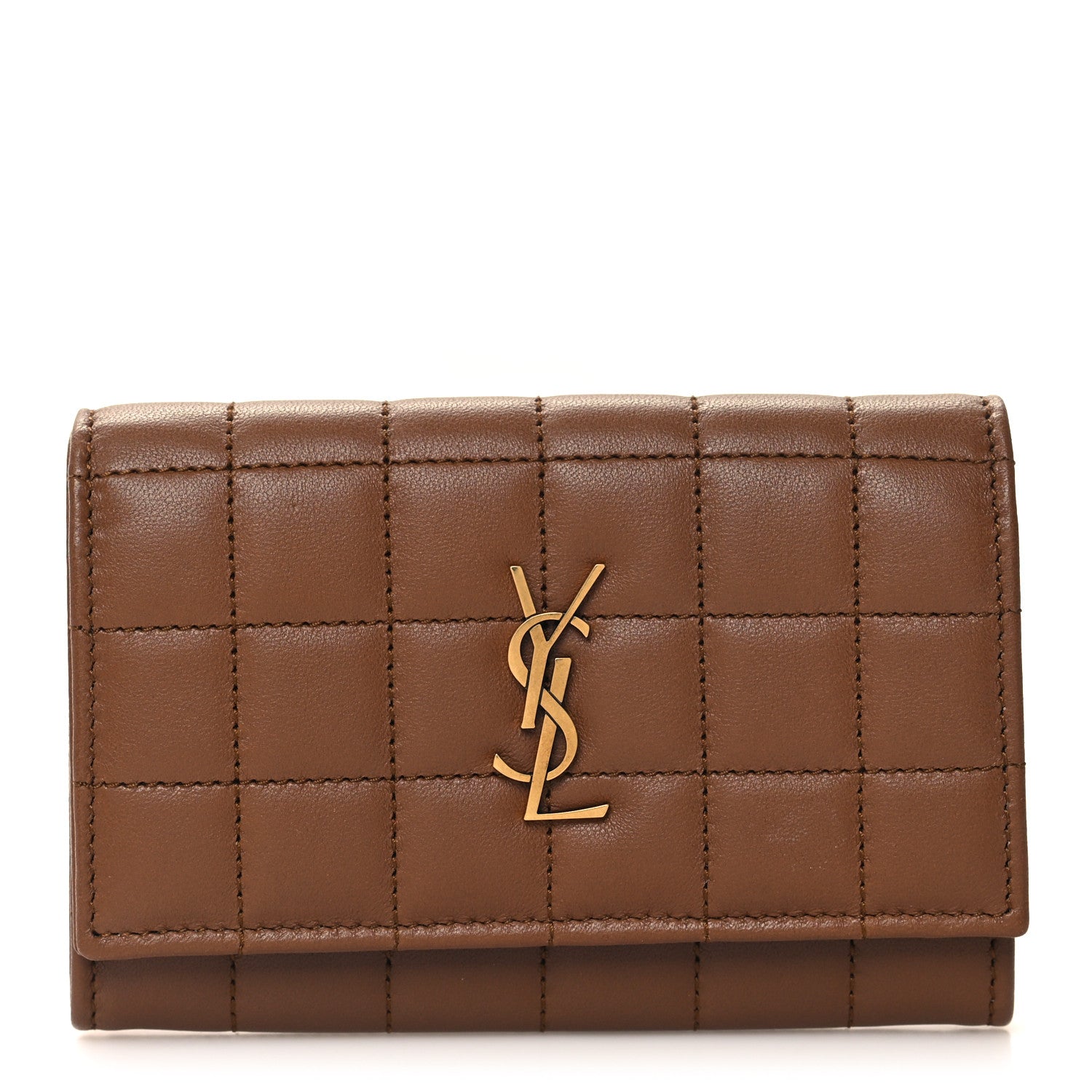 Saint Laurent Goatskin Carre Quilted Cassandre Small Envelope Wallet Fox 1 of 8