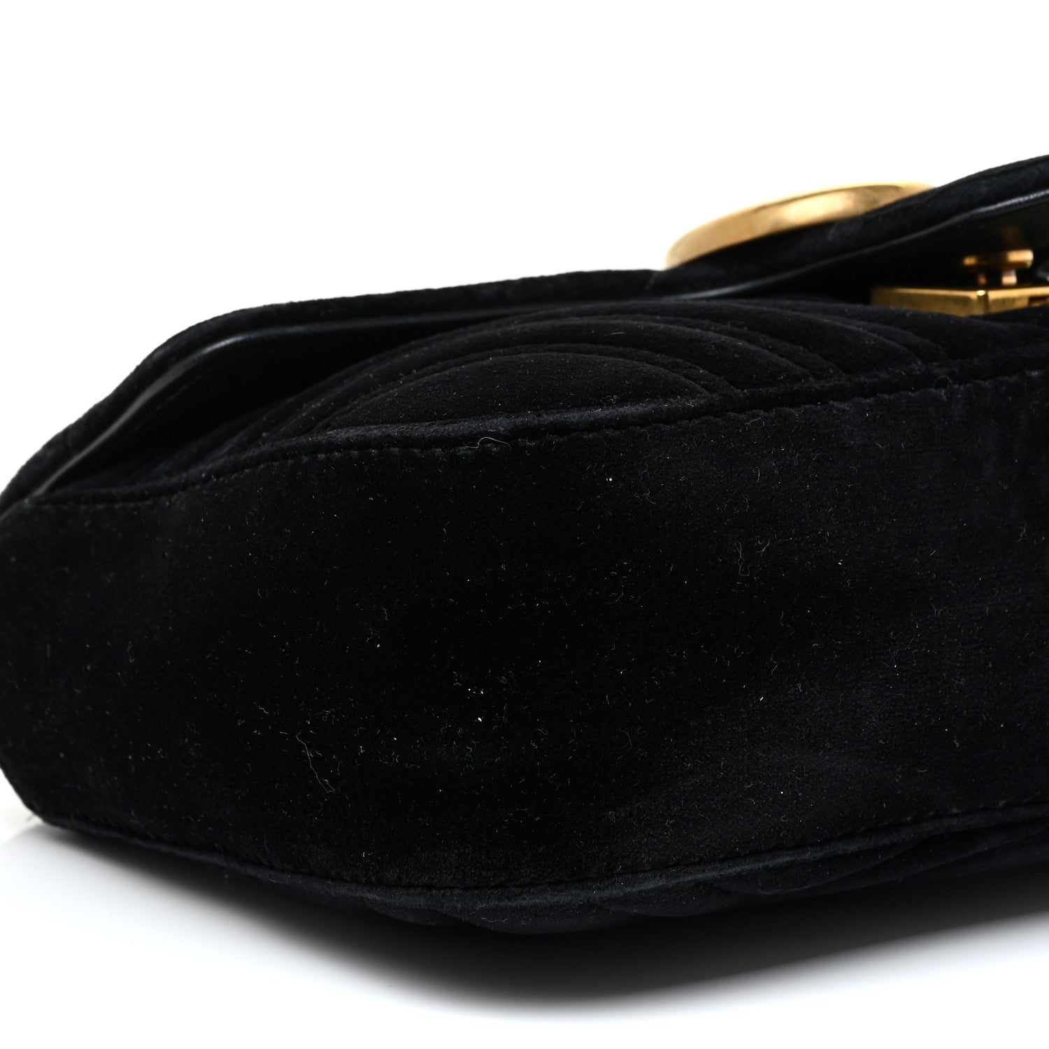 Gucci Velvet Matelasse Mini GG Marmont Shoulder Bag Black 9 of 17