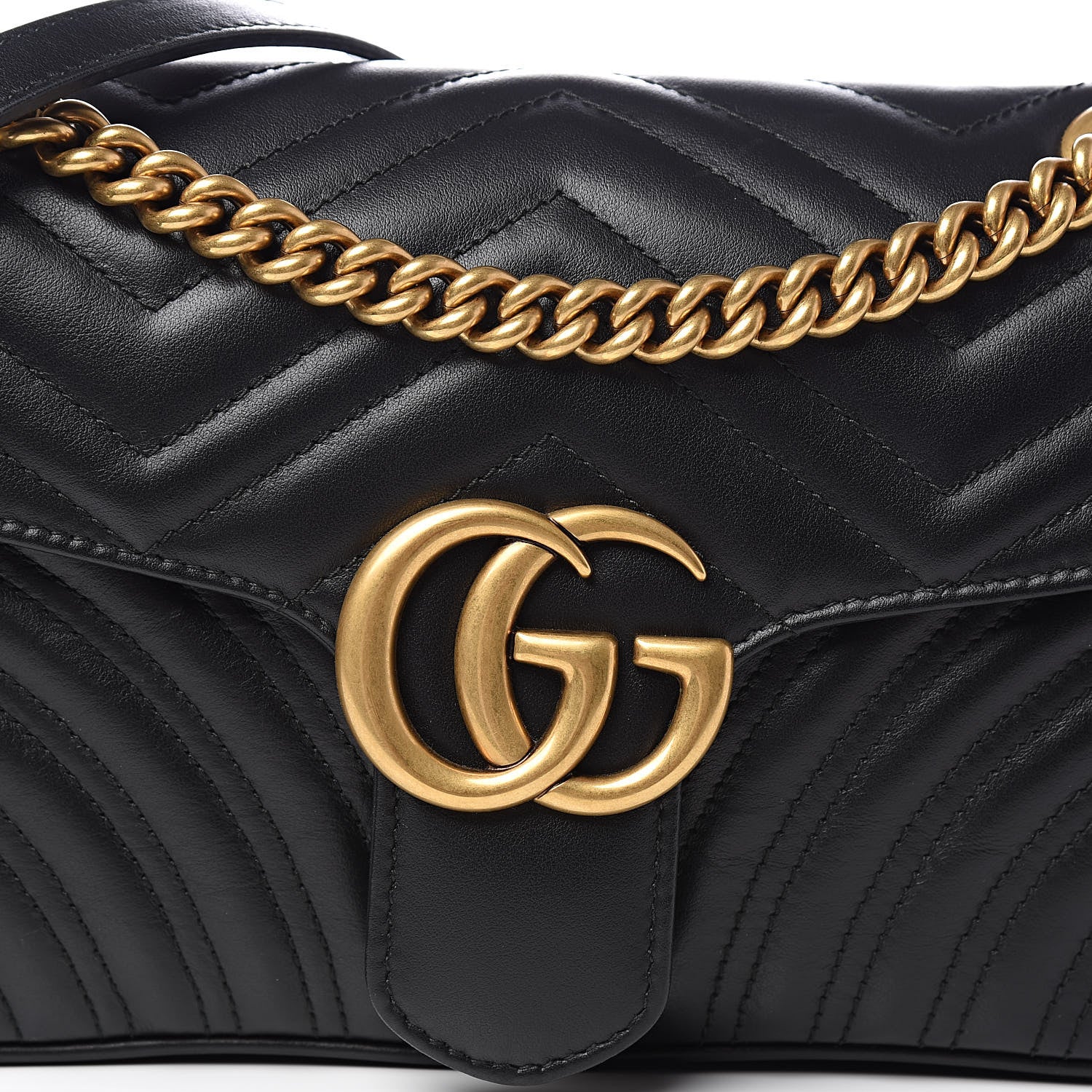 Gucci Calfskin Matelasse Small GG Marmont Shoulder Bag Black 10 of 10