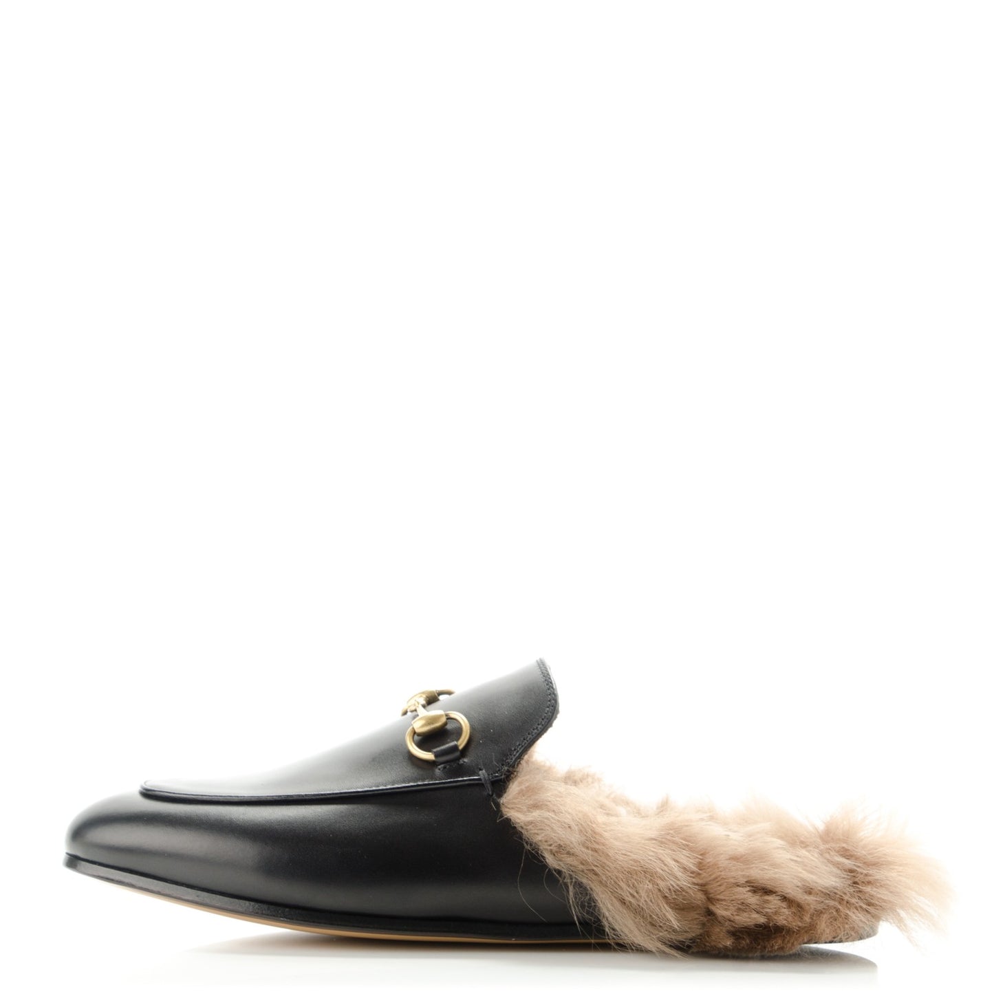 Calfskin Fur Womens Princetown Slippers 37.5 Black