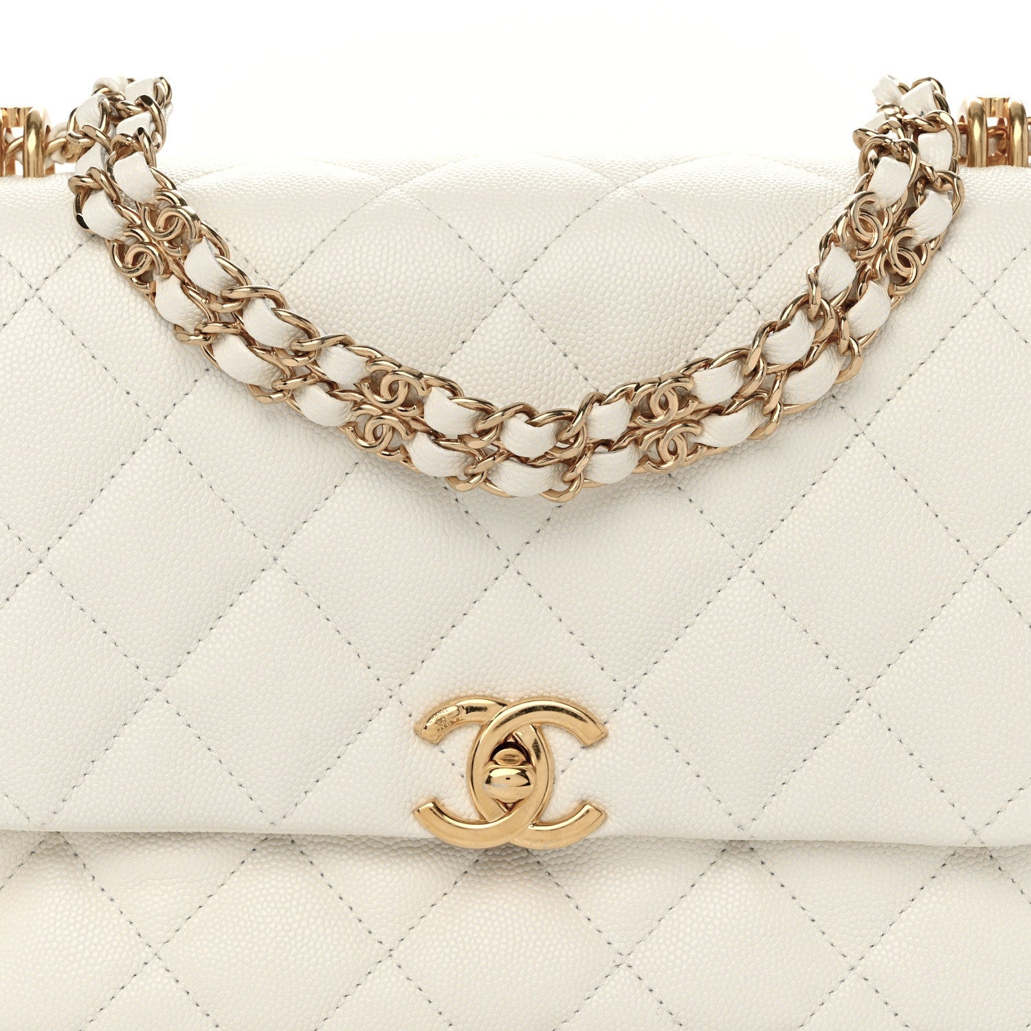 Chanel Caviar Quilted Coco First Flap White 1606472 – FASHIONPHILE
