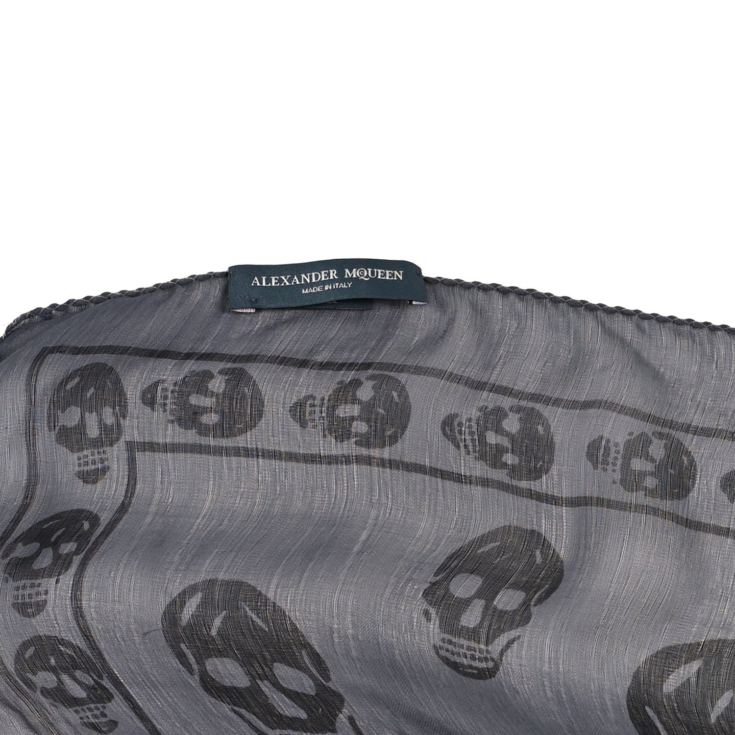 Alexander McQueen Silk Chiffon Skull Scarf Black Grey 1757001