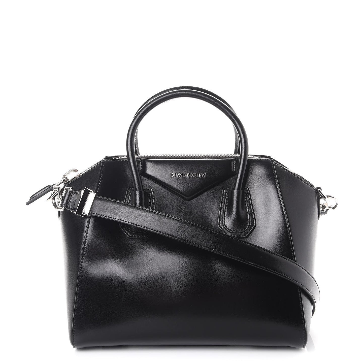 Shiny Lord Calfskin Small Antigona Black