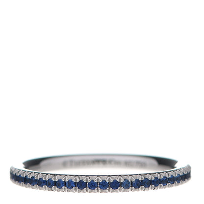 Tiffany 18K White Gold Blue Sapphire Metro Ring 48 4.5 1 of 4