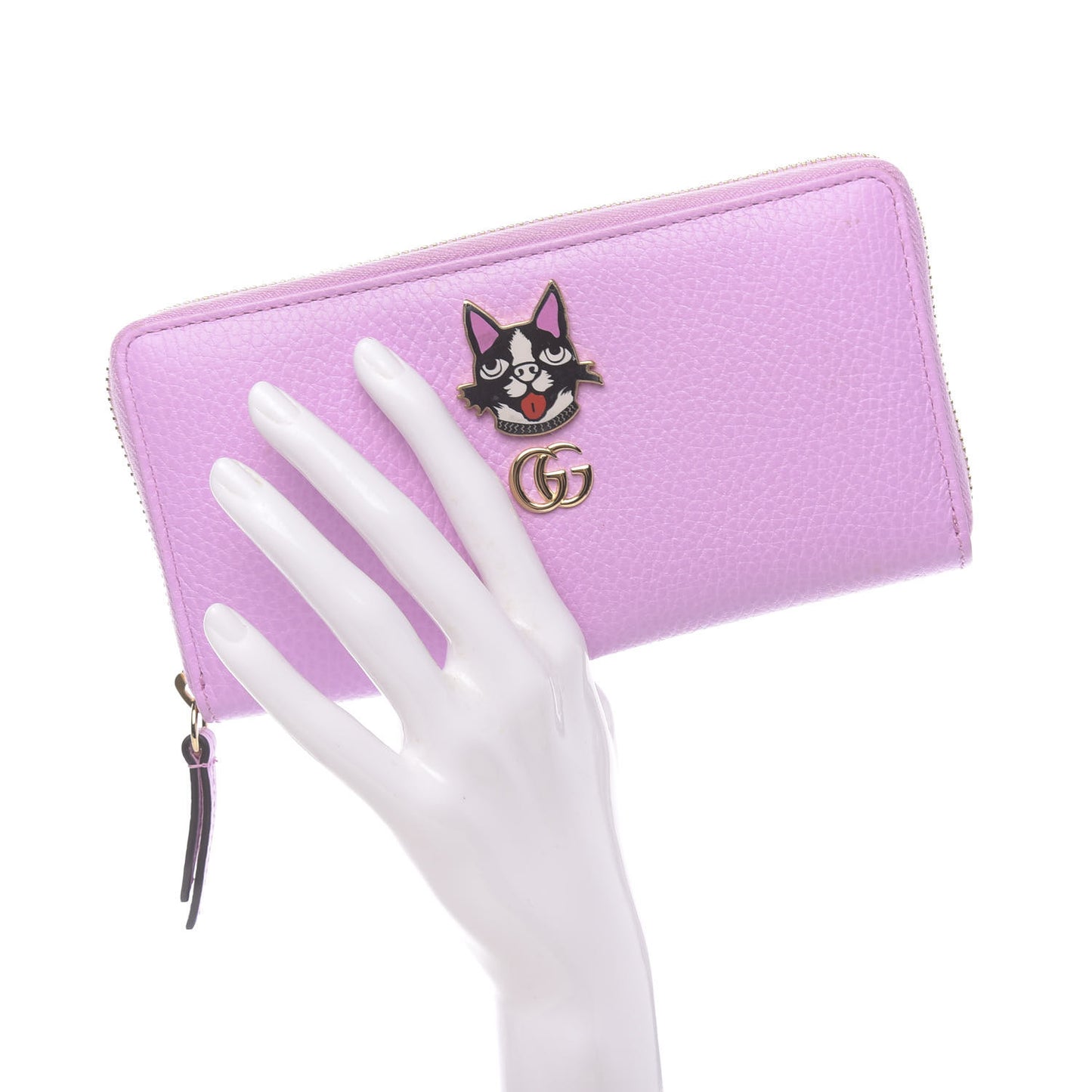 Dollar Calfskin GG Marmont Bosco Zip Around Wallet Malva