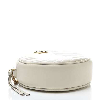 Gucci Calfskin Matelasse Mini GG Marmont Round Shoulder Bag White 4 of 10
