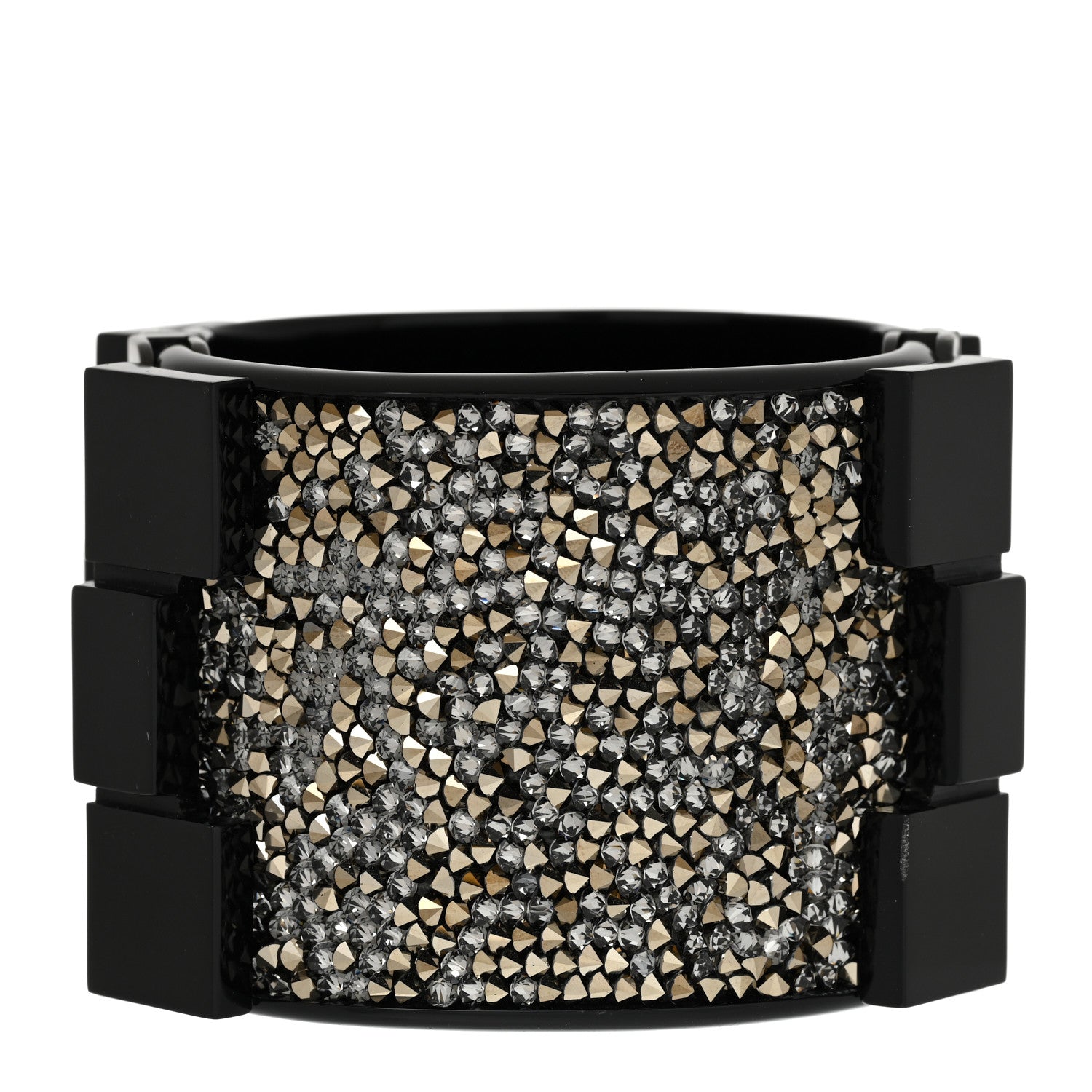 Chanel Resin Crystal Studded Lego Boy Cuff Black 3 of 5