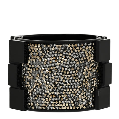 Chanel Resin Crystal Studded Lego Boy Cuff Black 3 of 5