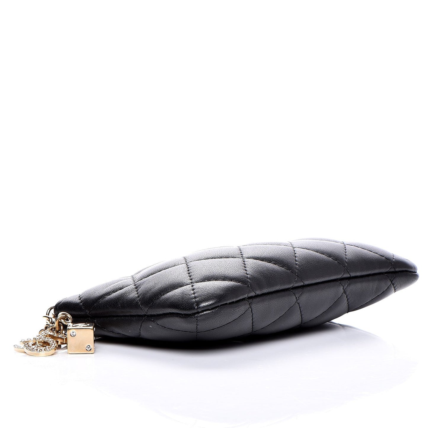 Lambskin Quilted Small Casino Cosmetic Case Black
