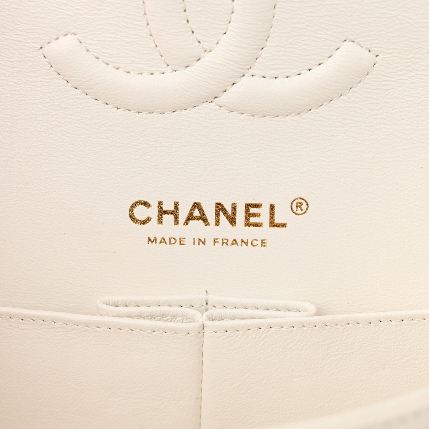 Caviar Quilted Medium Double Flap White