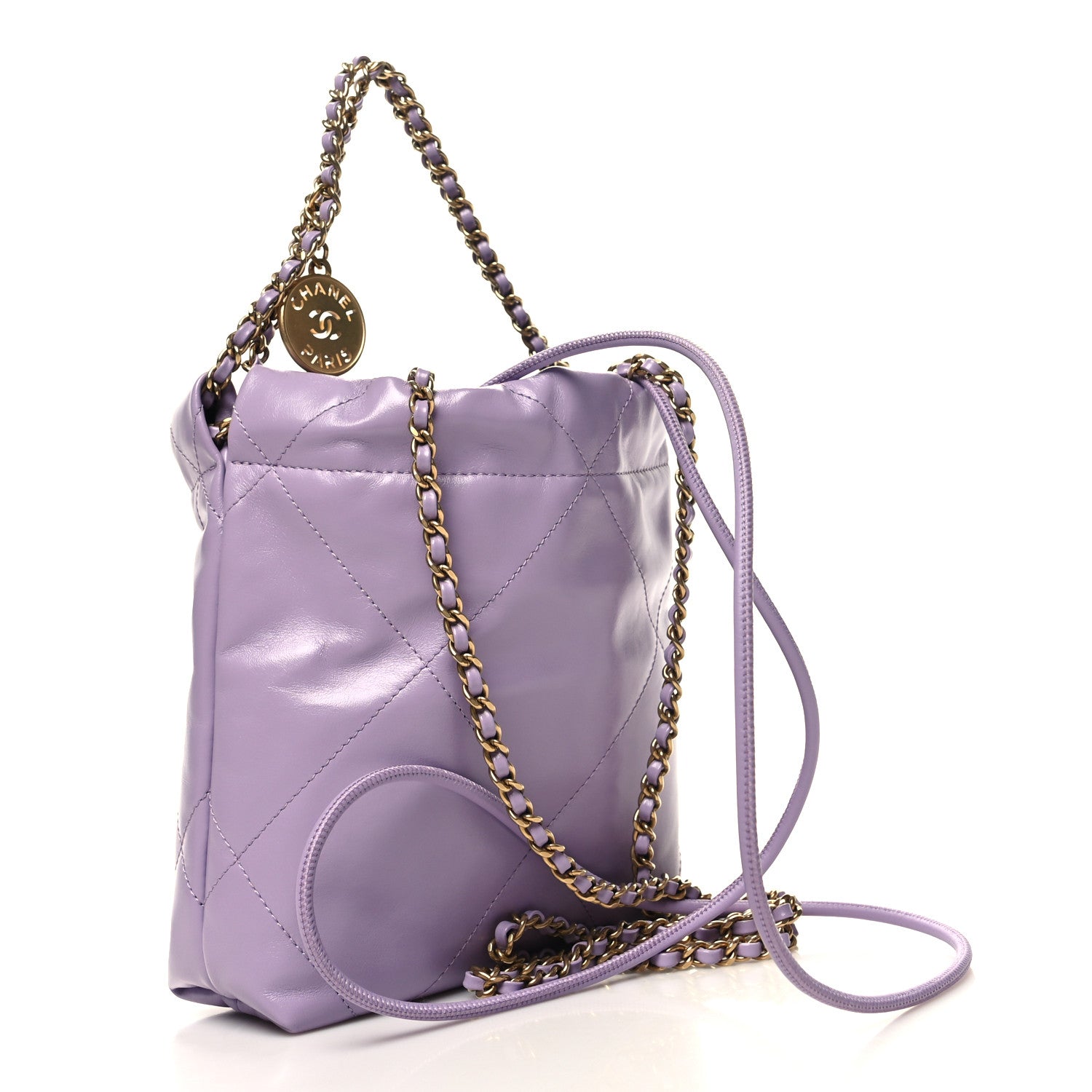 Chanel Shiny Calfskin Quilted Mini Chanel 22 Light Purple 3 of 11