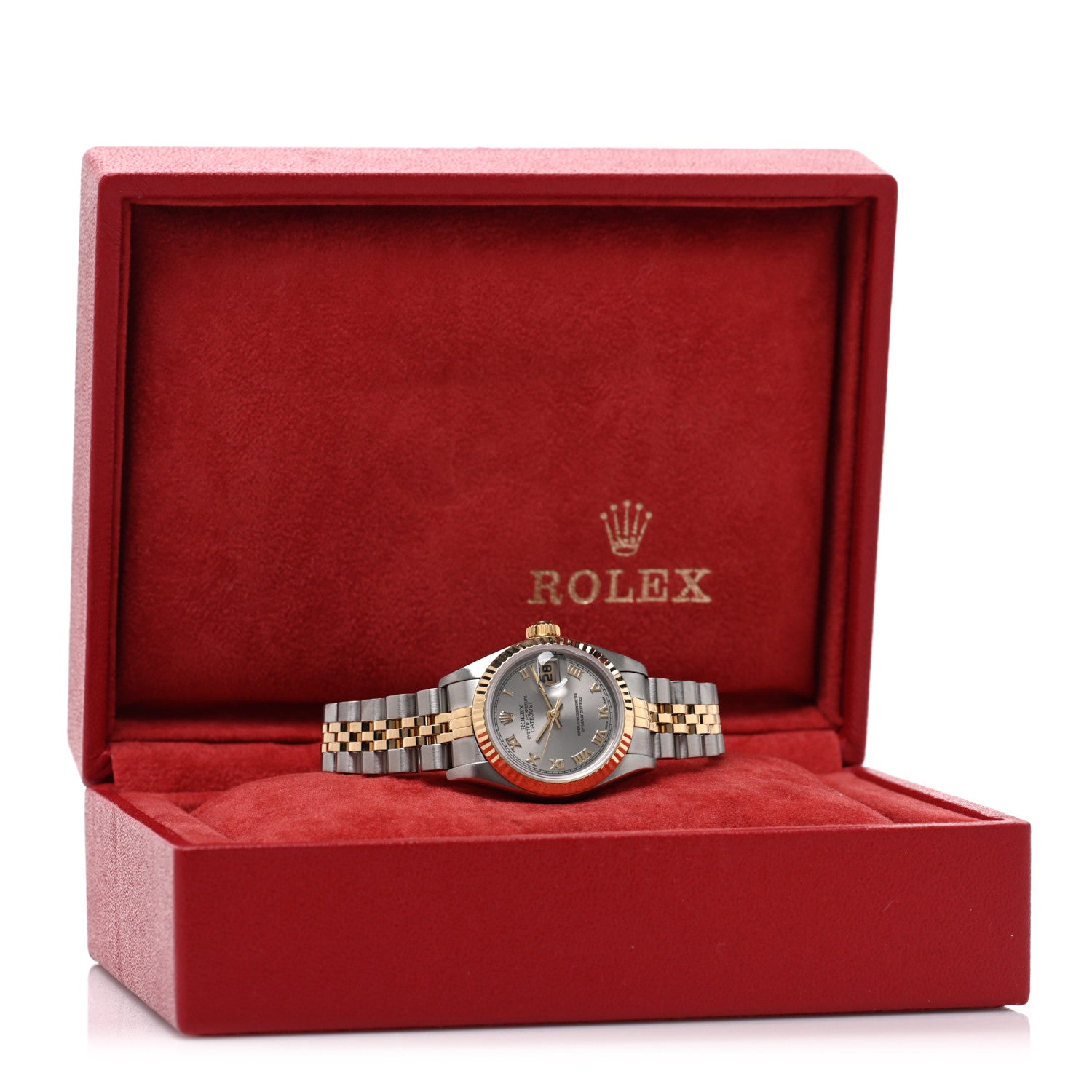 Rolex Stainless Steel 18K Yellow Gold Oyster Perpetual Datejust Watch Silver Roman 69173 5 of 5