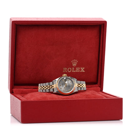 Rolex Stainless Steel 18K Yellow Gold Oyster Perpetual Datejust Watch Silver Roman 69173 5 of 5