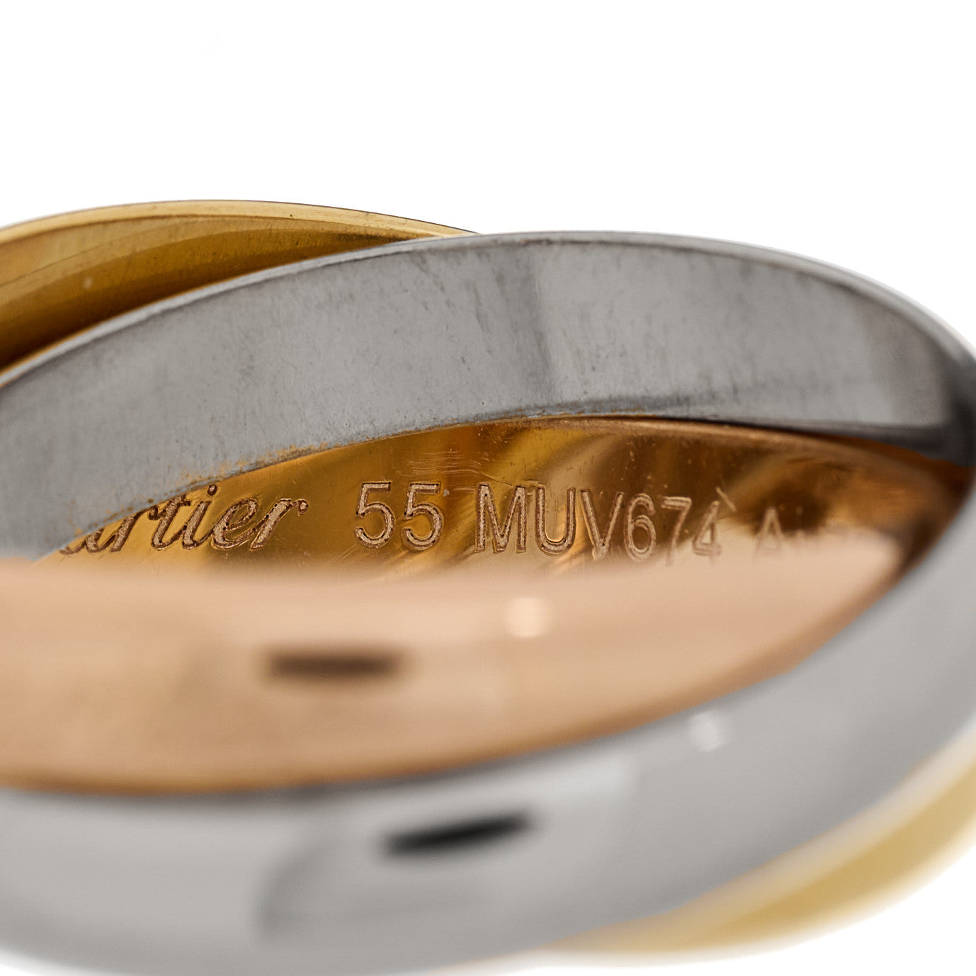 Cartier 18K Pink Yellow White Gold Classic Trinity Ring 55 7.25 6 of 8