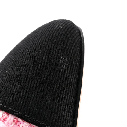Chanel Tweed Grosgrain Cap Toe CC Slingback Pumps 37 Pink Black 10 of 13
