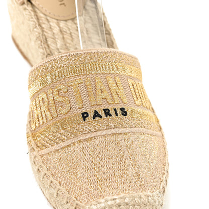 Christian Dior Canvas Embroidered Granville Ankle Tie Espadrille Wedges 37 Cream 19 of 22