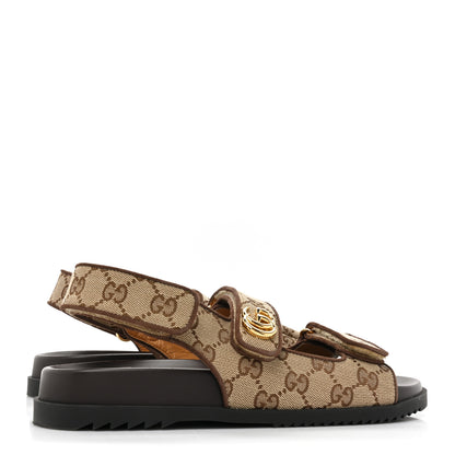 Gucci GG Monogram Lavaredo Eco Fabric Womens Slide Sandals With Straps 39 Beige Ebony Light Brown 4 of 11