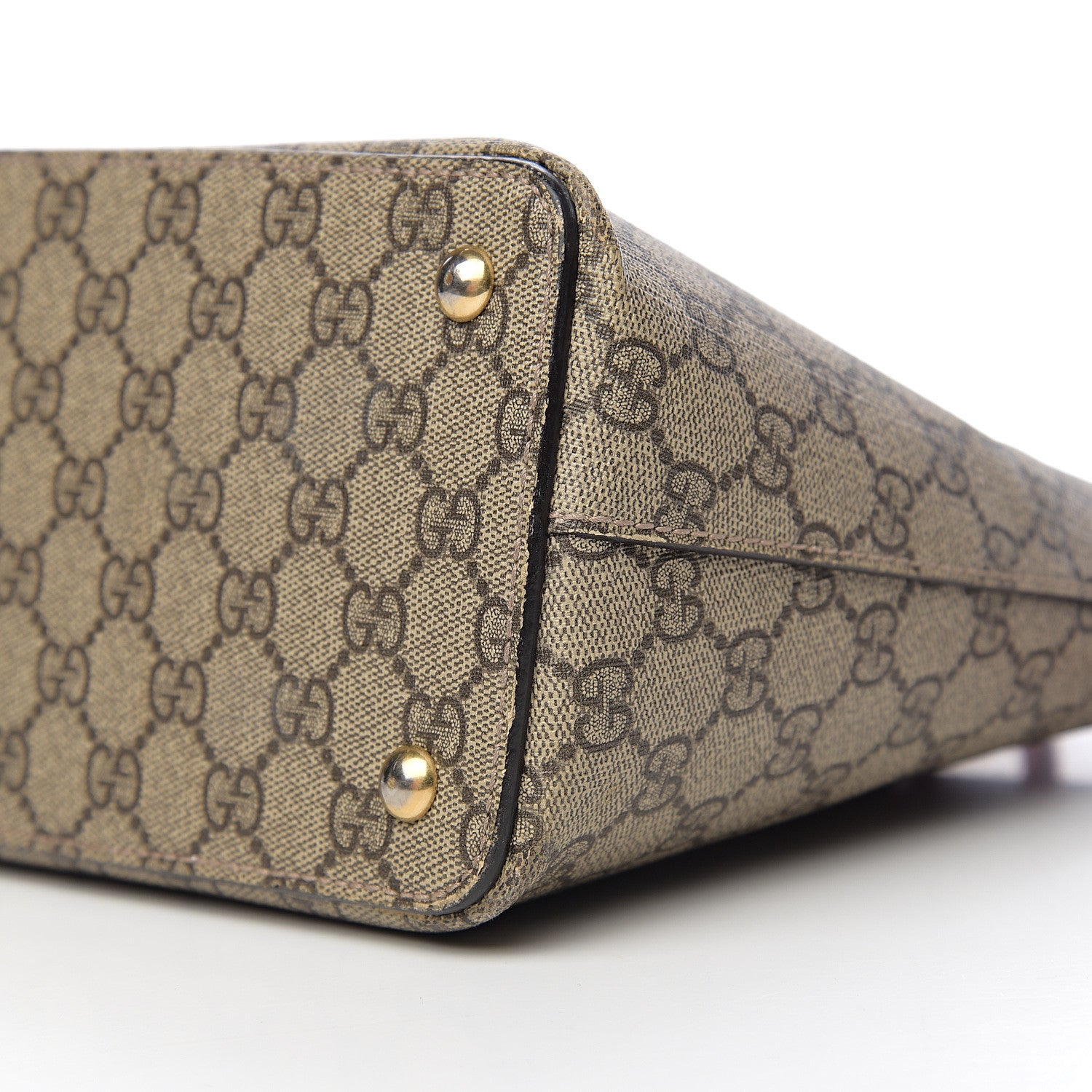 Gucci GG Supreme Monogram Moon Calfskin Small Zip Top Tote Beige Ebony Hibiscus Red New Rosette 11 of 11