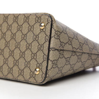 Gucci GG Supreme Monogram Moon Calfskin Small Zip Top Tote Beige Ebony Hibiscus Red New Rosette 11 of 11