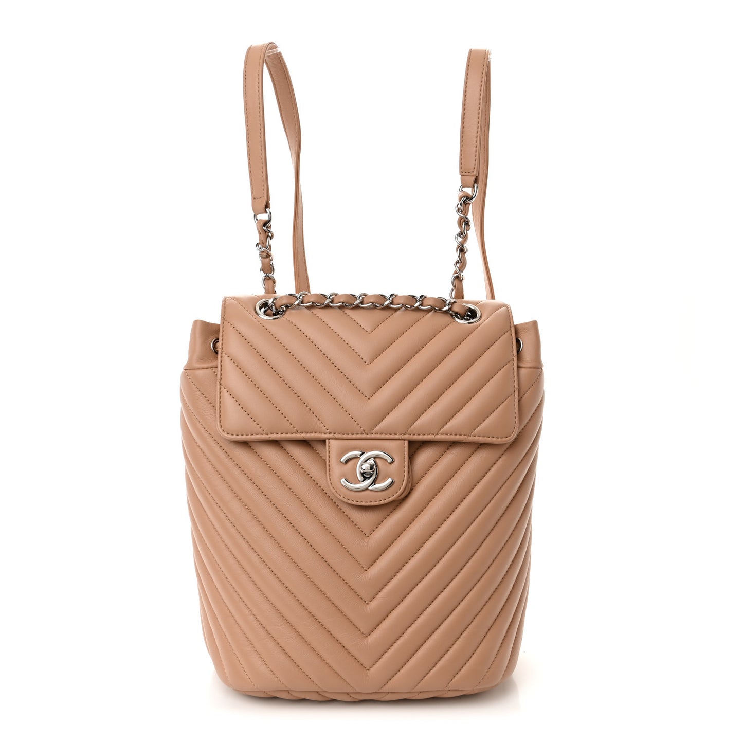 Calfskin Chevron Quilted Small Urban Spirit Backpack Beige