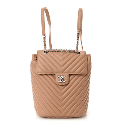 Chanel Calfskin Chevron Quilted Small Urban Spirit Backpack Beige 1 of 11