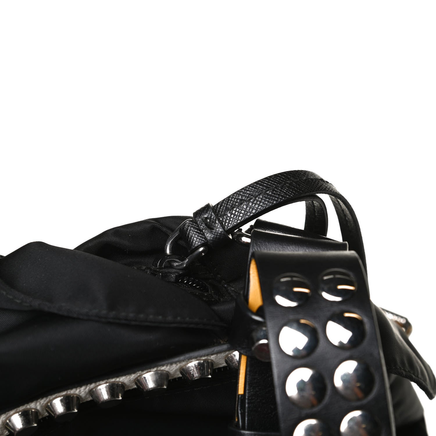 Prada Nylon New Vela Studded Messenger Black Soleil 16 of 16
