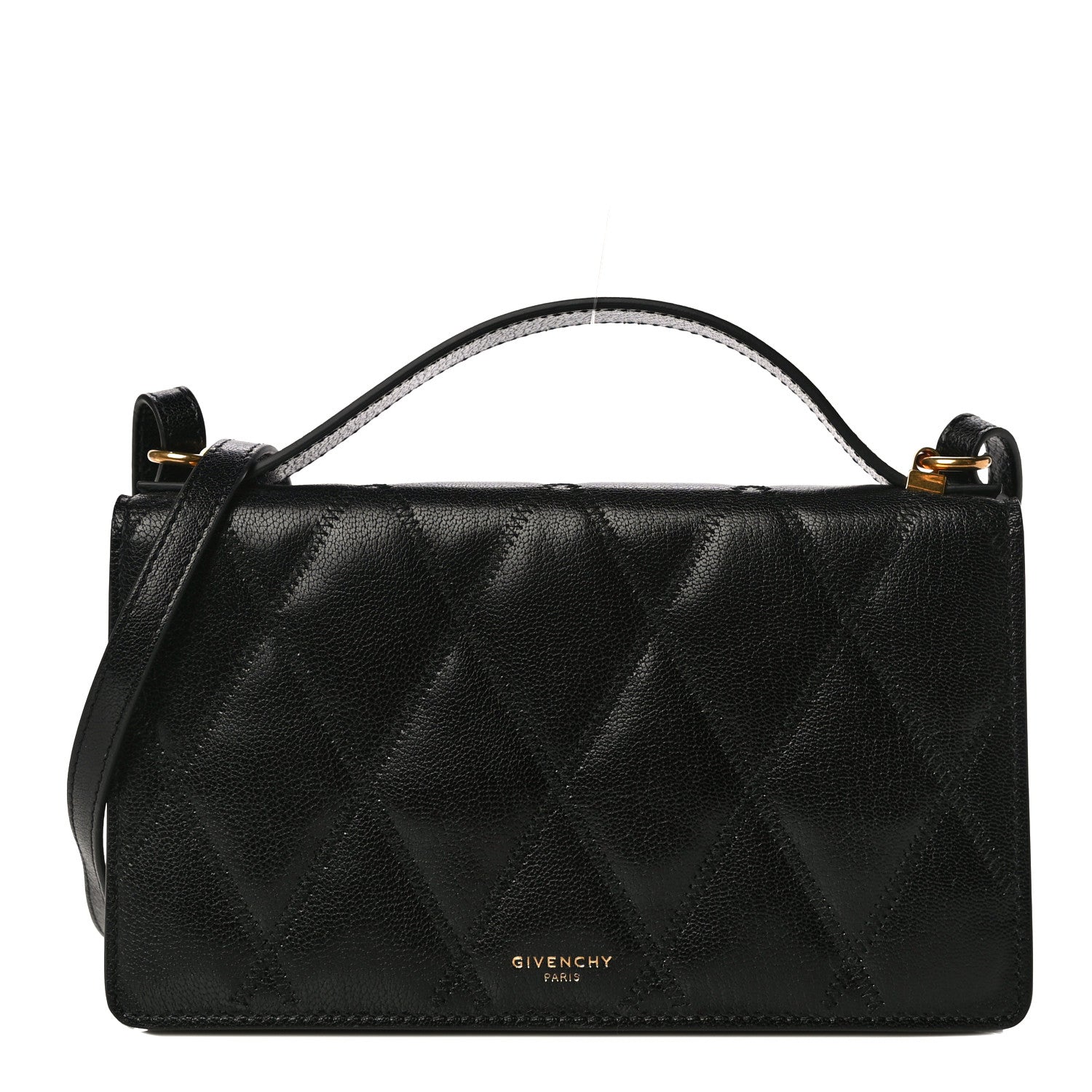 Givenchy Goatskin Quilted GV3 Strap Wallet Black 1 of 10