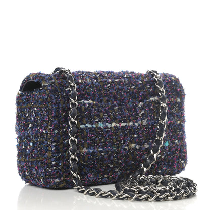 Chanel Tweed Quilted Mini Rectangular Flap Blue Purple Khaki Pink 3 of 11
