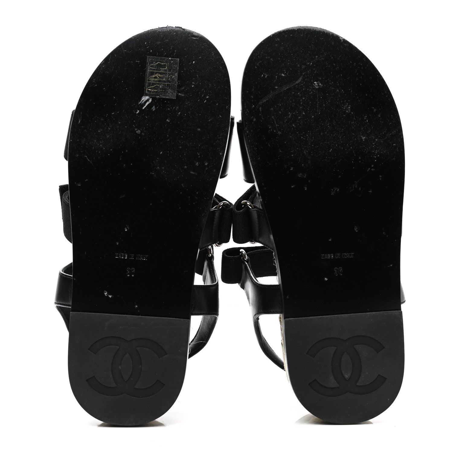 Chanel Stretch Fabric Lambskin CC Flat Sandals 36 Black 5 of 10